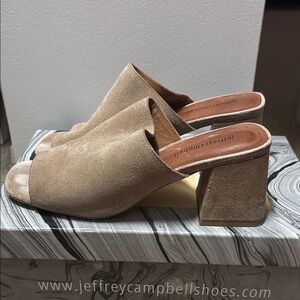Jeffrey Campbell Tan Mules with Block Heel